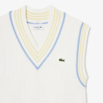 Gilet en coton à rayures et côtes
