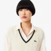 Gilet en laine à mailles torsadées pour femme