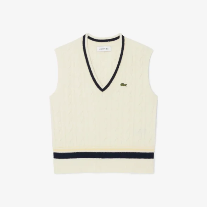 Gilet en laine à mailles torsadées pour femme