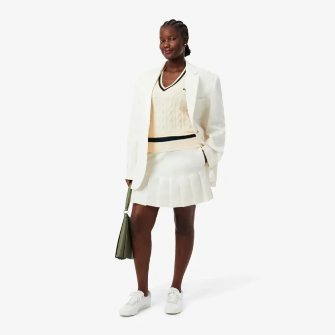 Gilet en laine à mailles torsadées pour femme