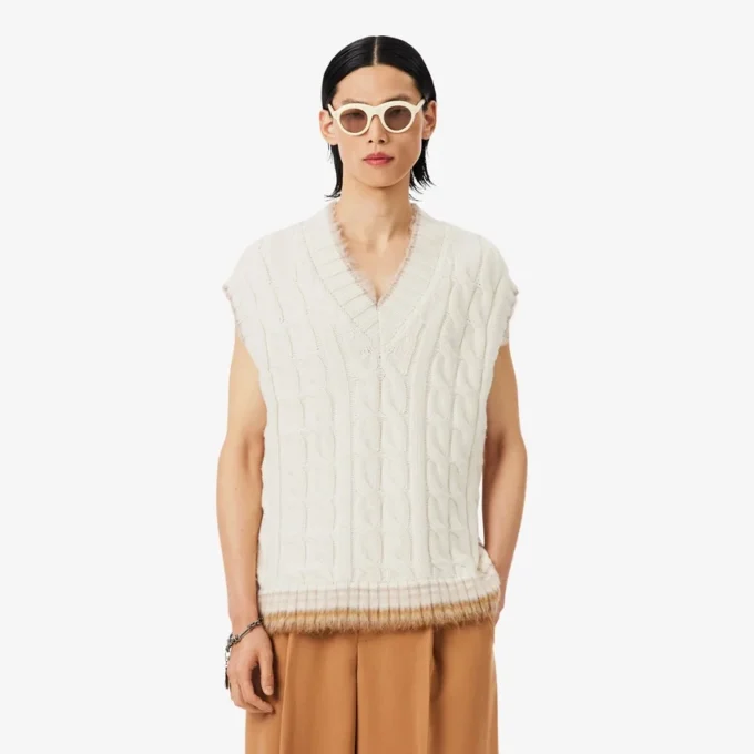 Gilet en laine à mailles torsadées Runway Gilet en laine à mailles torsadées Runway