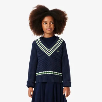 Gilet sans manches à col en V en coton pour fille