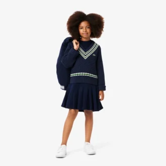 Gilet sans manches à col en V en coton pour fille