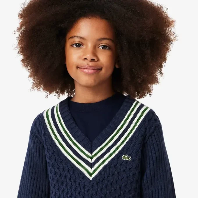 Gilet sans manches à col en V en coton pour fille Gilet sans manches à col en V en coton pour fille