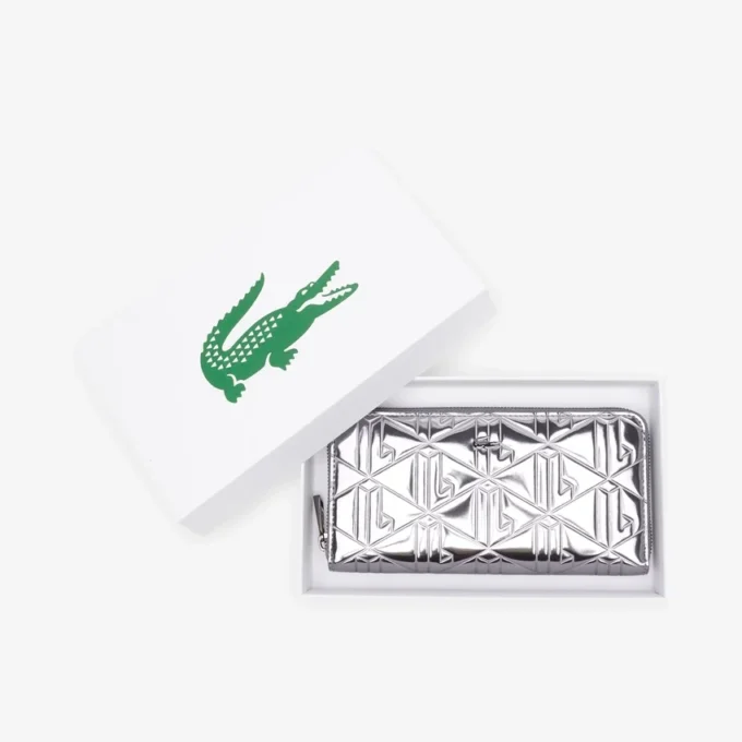 Grand portefeuille métallisé à fermeture éclair