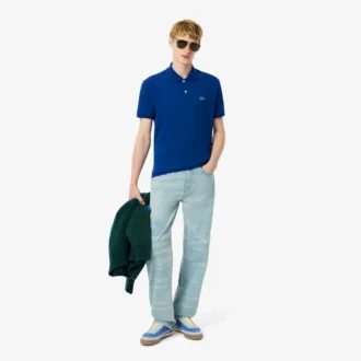 Jean en denim à coupe droite pour homme avec motif paysage