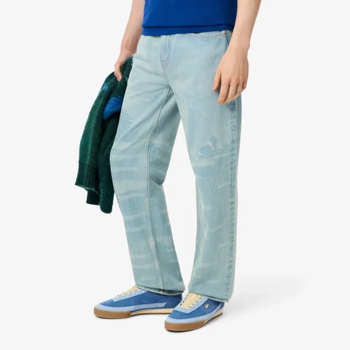 Jean en denim à coupe droite pour homme avec motif paysage