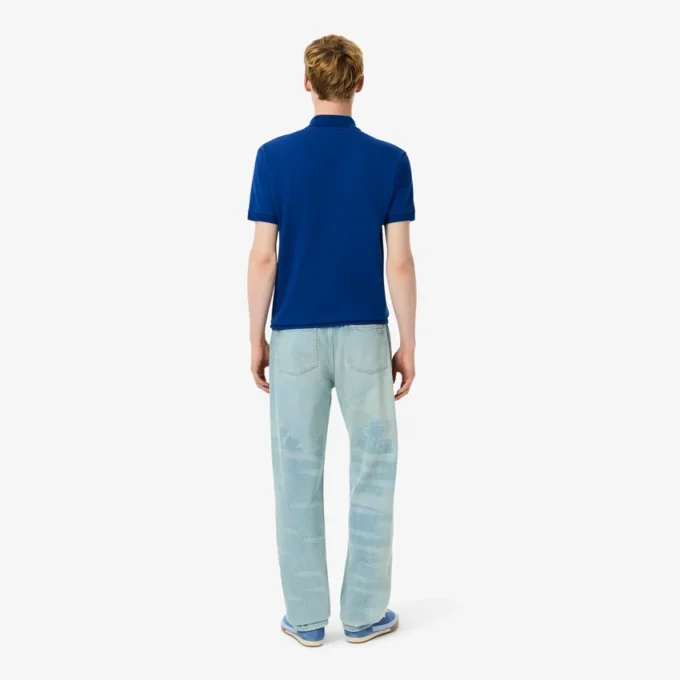 Jean en denim à coupe droite pour homme avec motif paysage