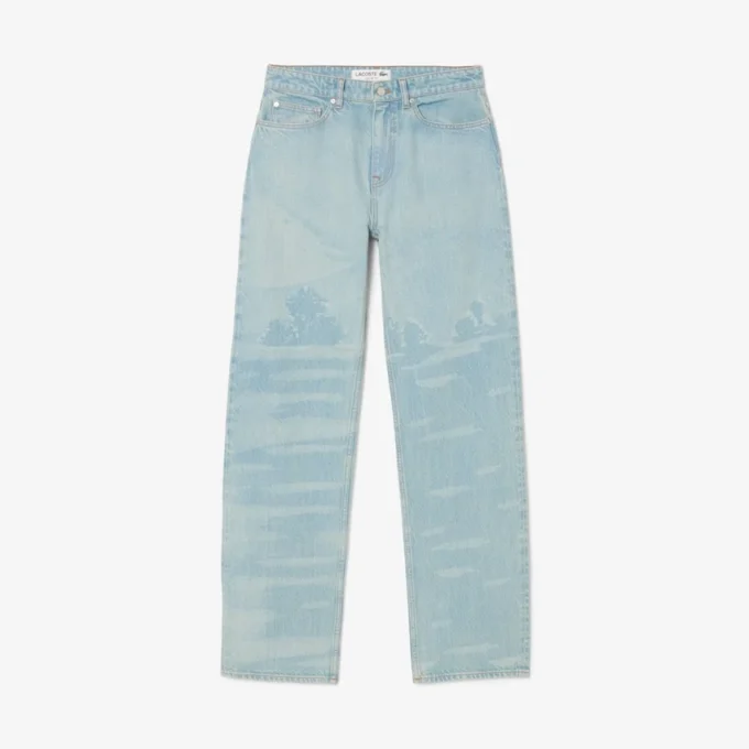 Jean en denim à coupe droite pour homme avec motif paysage