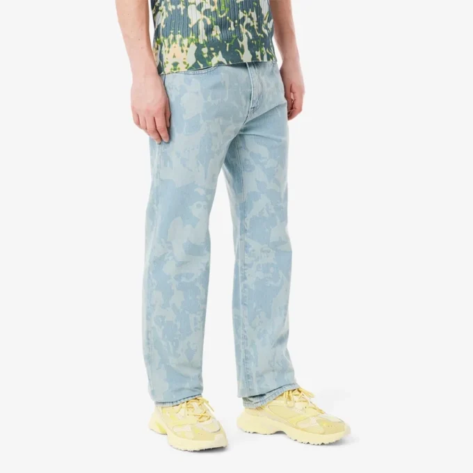 Jean en denim imprimé coupe droite pour homme