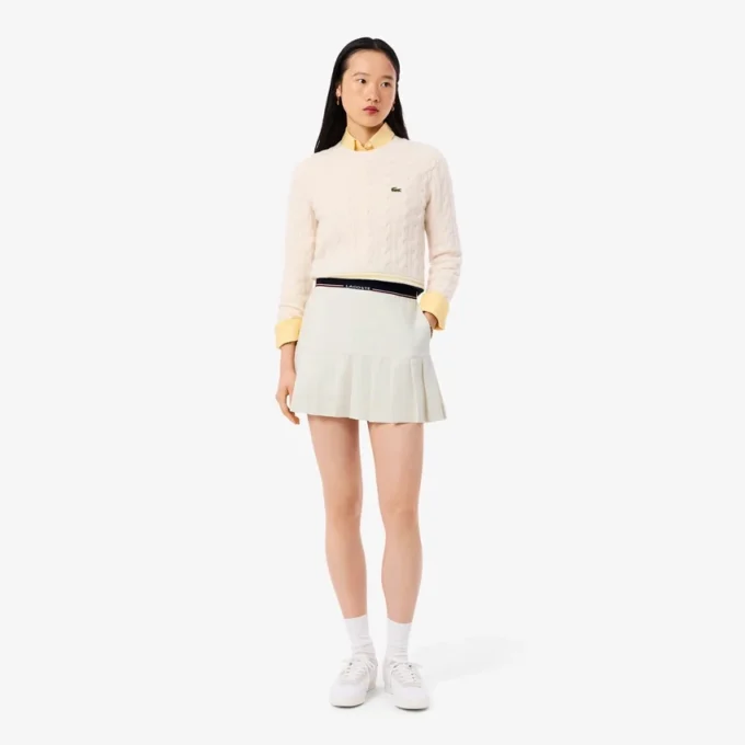 Jupe courte plissée en laine mélangée pour femme Jupe courte plissée en laine mélangée pour femme
