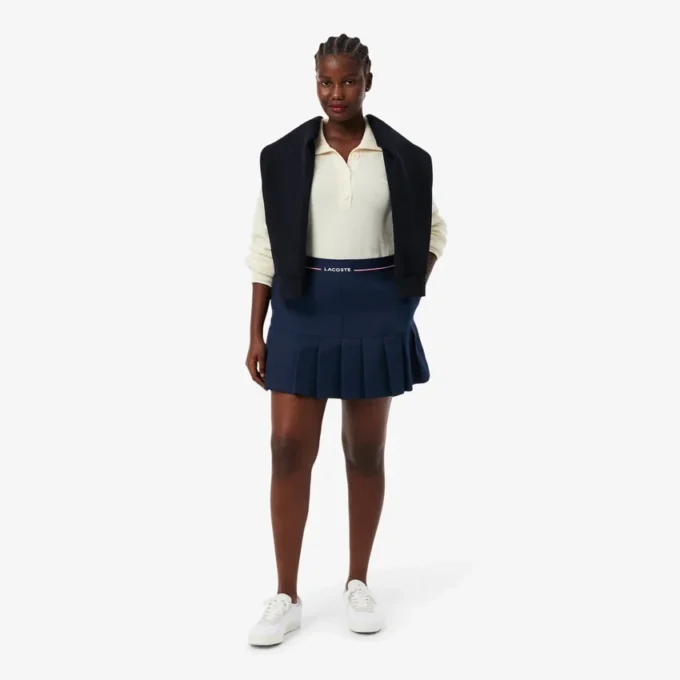 Jupe courte plissée en laine mélangée pour femme Jupe courte plissée en laine mélangée pour femme
