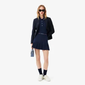 Jupe courte plissée en laine mélangée pour femme