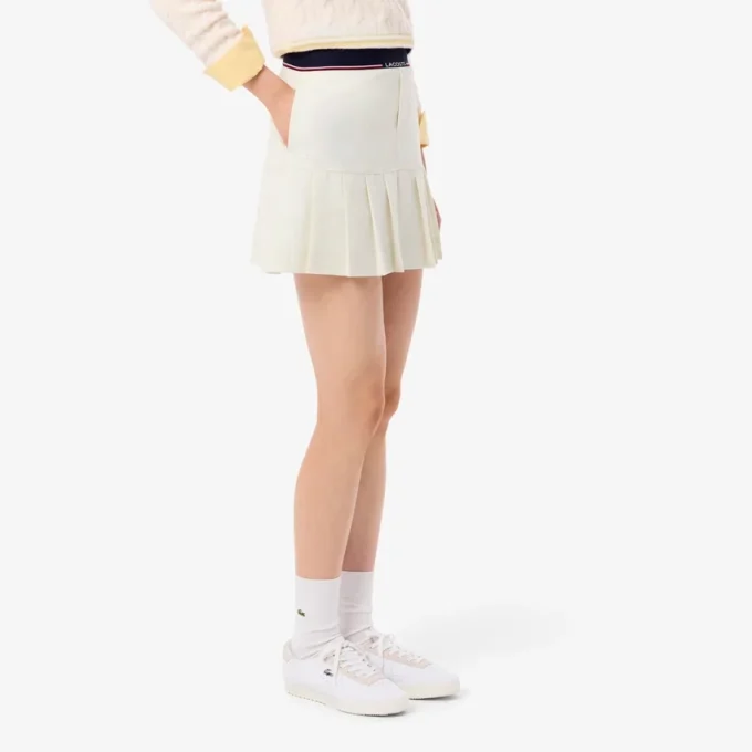 Jupe courte plissée en laine mélangée pour femme Jupe courte plissée en laine mélangée pour femme