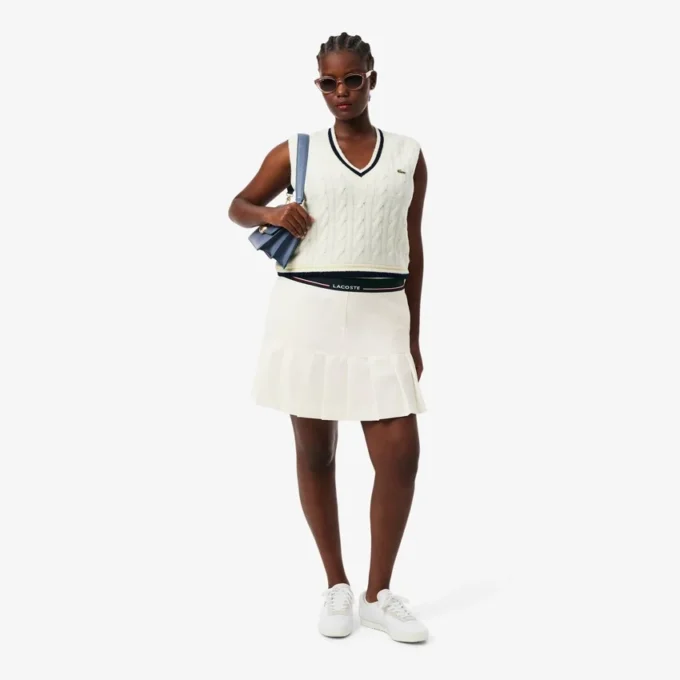 Jupe courte plissée en laine mélangée pour femme Jupe courte plissée en laine mélangée pour femme