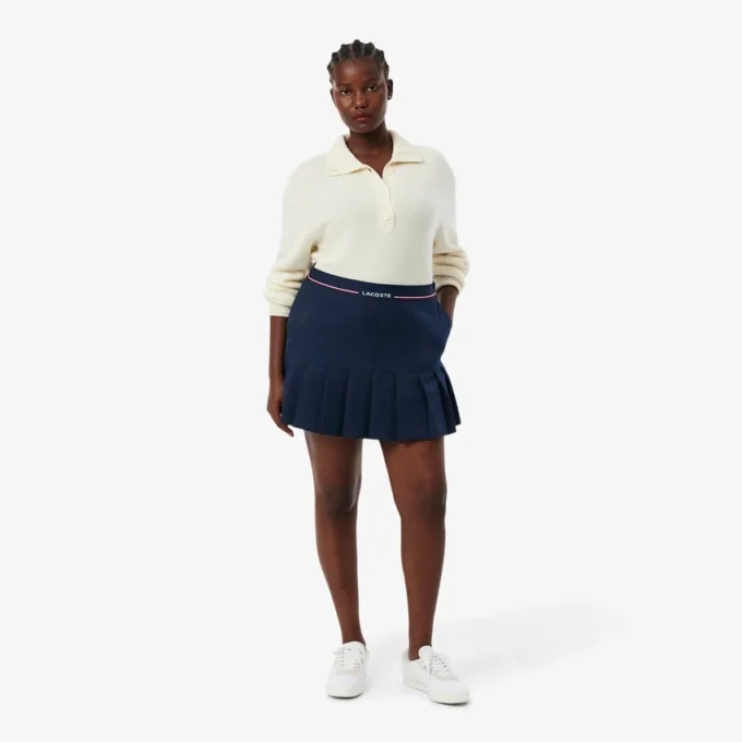 Jupe courte plissée en laine mélangée pour femme Jupe courte plissée en laine mélangée pour femme