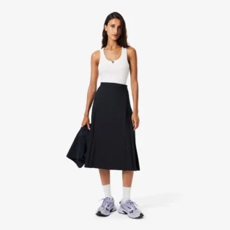 Jupe mi-longue plissée en laine pour femme