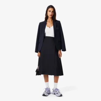 Jupe mi-longue plissée en laine pour femme