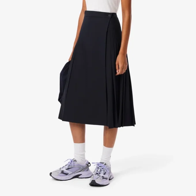 Jupe mi-longue plissée en laine pour femme Jupe mi-longue plissée en laine pour femme