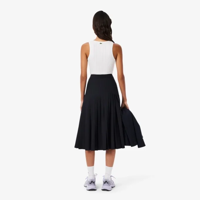 Jupe mi-longue plissée en laine pour femme Jupe mi-longue plissée en laine pour femme