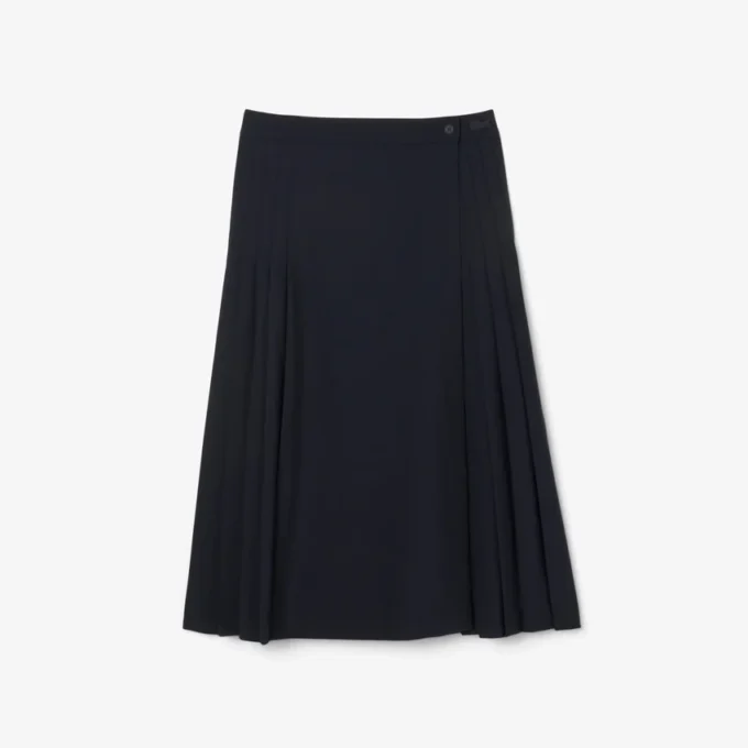 Jupe mi-longue plissée en laine pour femme Jupe mi-longue plissée en laine pour femme