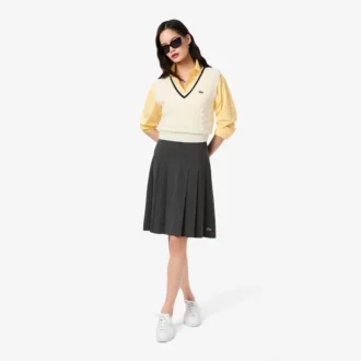 Jupe midi plissée en flanelle pour femme