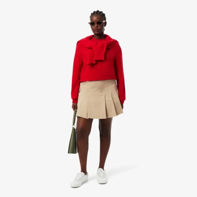 Jupe plissée courte en coton stretch pour femme