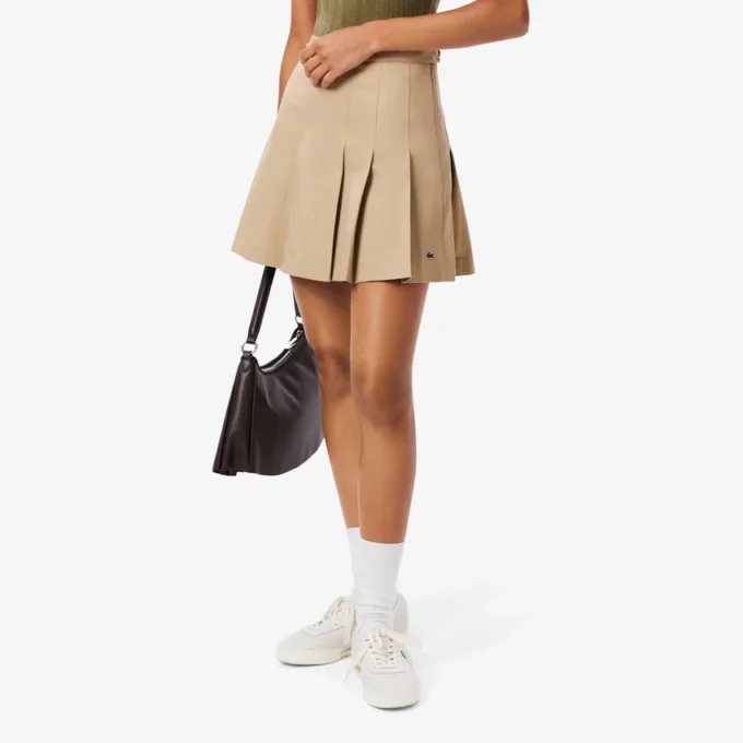 Jupe plissée courte en coton stretch pour femme