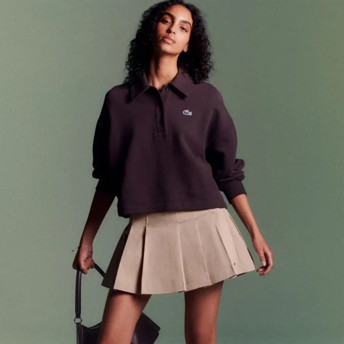 Jupe plissée courte en coton stretch pour femme