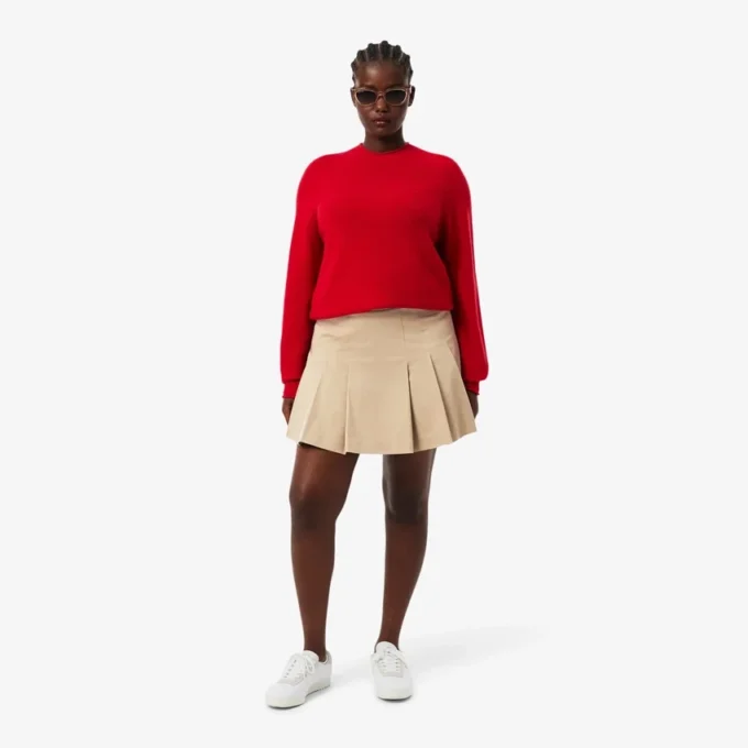 Jupe plissée courte en coton stretch pour femme