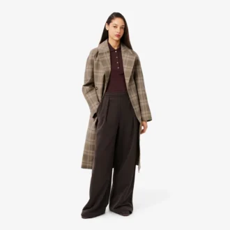 Manteau cache-cœur à carreaux hydrofuge pour femme