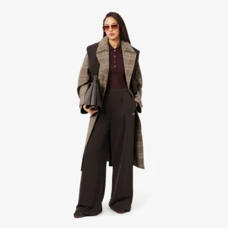 Manteau cache-cœur à carreaux hydrofuge pour femme