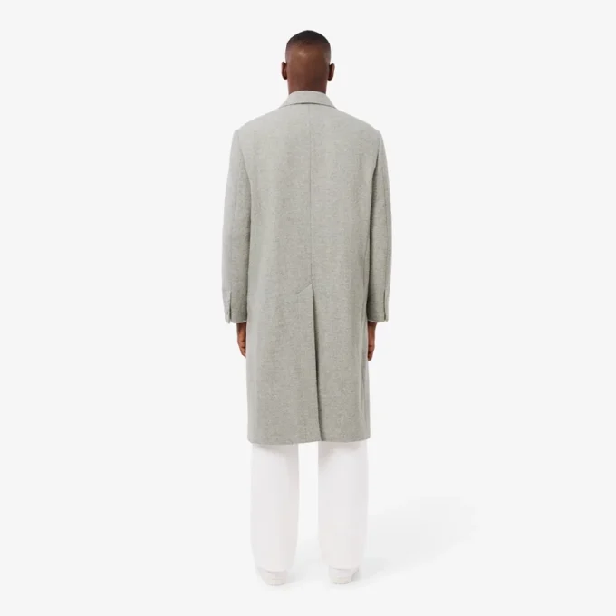 Manteau en laine à double boutonnage et motif chevron pour homme