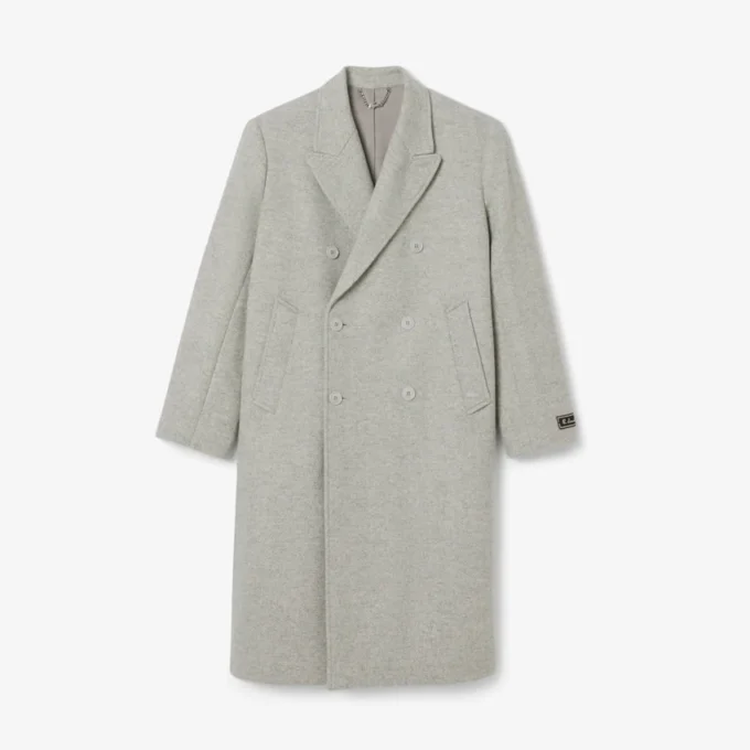 Manteau en laine à double boutonnage et motif chevron pour homme