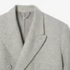 Manteau en laine à double boutonnage et motif chevron pour homme