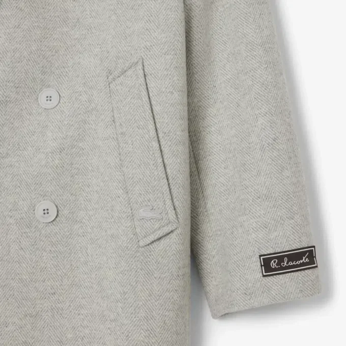 Manteau en laine à double boutonnage et motif chevron pour homme