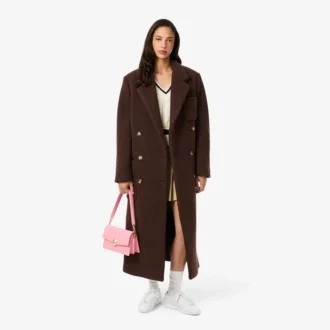 Manteau en laine à double boutonnage pour femme