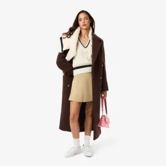 Manteau en laine à double boutonnage pour femme