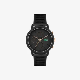 Montres Lacoste.12.12 Chrono en silicone noir et or carnation