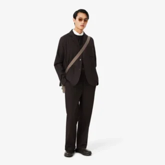 Pantalon de costume en coton rayé, coupe droite
