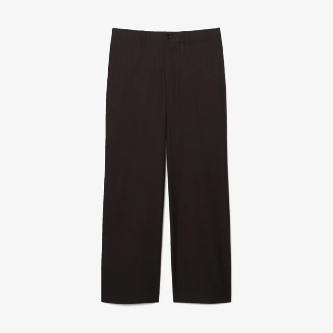 Pantalon de costume en coton rayé, coupe droite Pantalon de costume en coton rayé, coupe droite