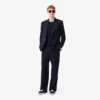 Pantalon droit en laine feutrée pour homme