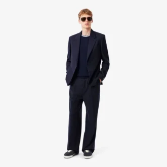 Pantalon droit en laine feutrée pour homme