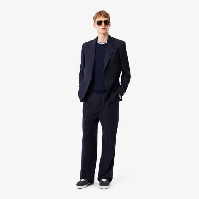 Pantalon droit en laine feutrée pour homme