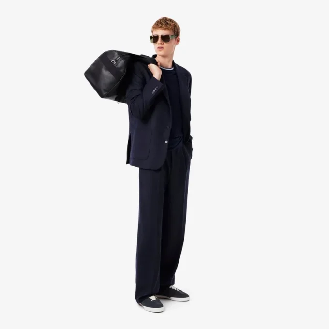 Pantalon droit en laine feutrée pour homme