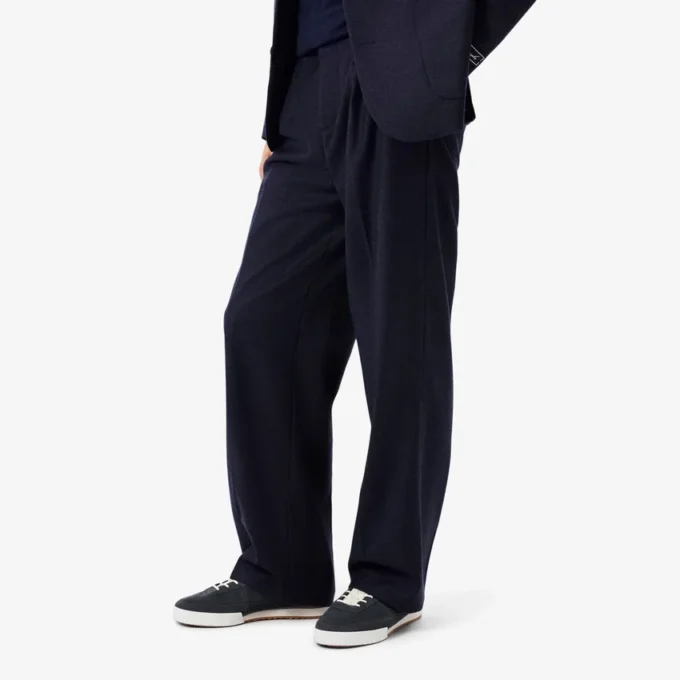 Pantalon droit en laine feutrée pour homme
