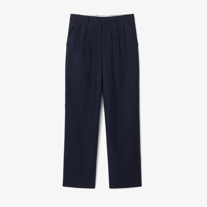 Pantalon droit en laine feutrée pour homme