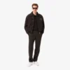 Pantalon droit en laine à motif chevrons pour homme