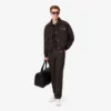 Pantalon droit en laine à motif chevrons pour homme