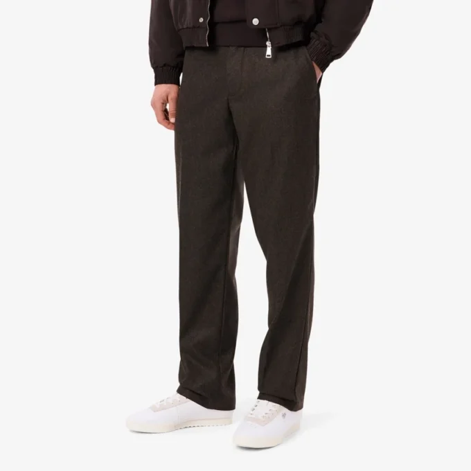 Pantalon droit en laine à motif chevrons pour homme
